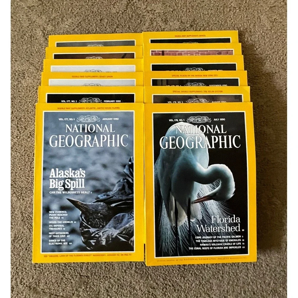 Lot of National Geographic Magazines 1990 lot of‎ 12 full set Jan-dec